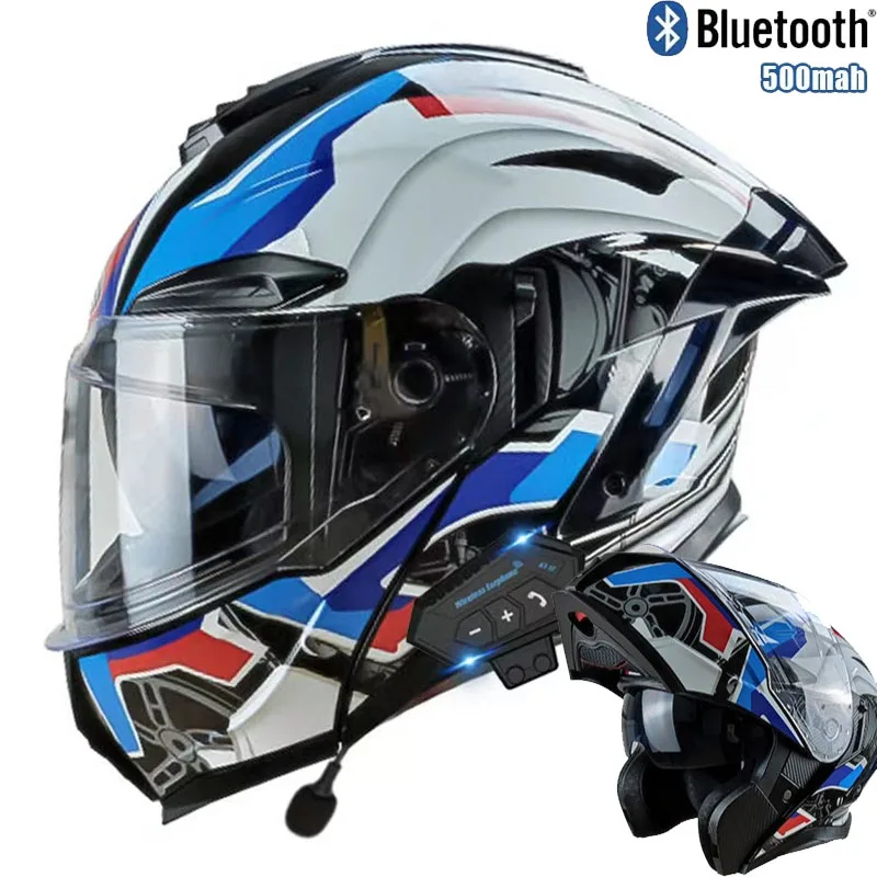 블루투스 듀얼 렌즈 오프로드 레이싱 헬멧이 장착된 오토 - Full Face Motorcycle Helmet With Bluetooth 리뷰 및 가격