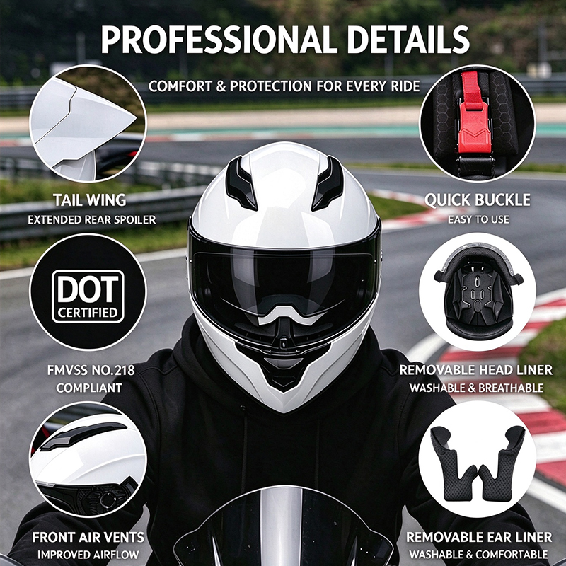 듀얼 바이저, 대형 리어 스포일러, 모터사이클 헬멧,  - Dual Visor Motorcycle Racing Helmet 리뷰 및 가격