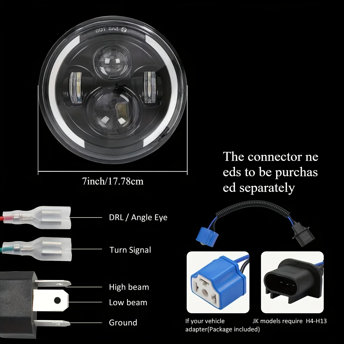 TCYATO 50W 7인치(17.78cm) LED 헤드 - Universal Motorcycle Led Headlight Projector 리뷰 및 가격